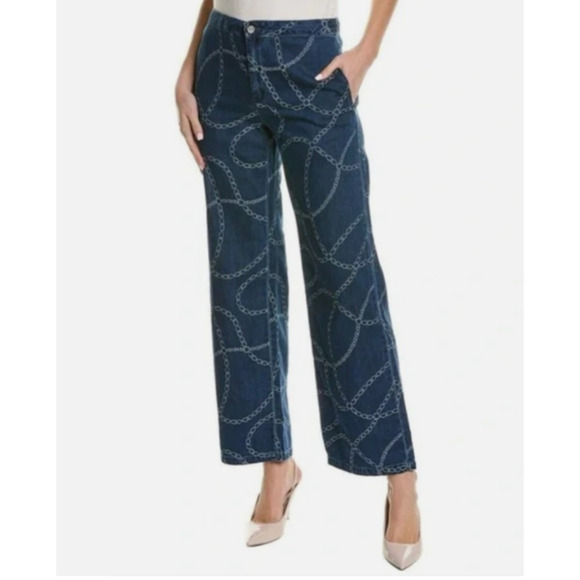 J. McLaughlin Denim - NEW J. McLaughlin Jeans Bashford All-over Chains WIDE LEG 6 Trousers Pants A31